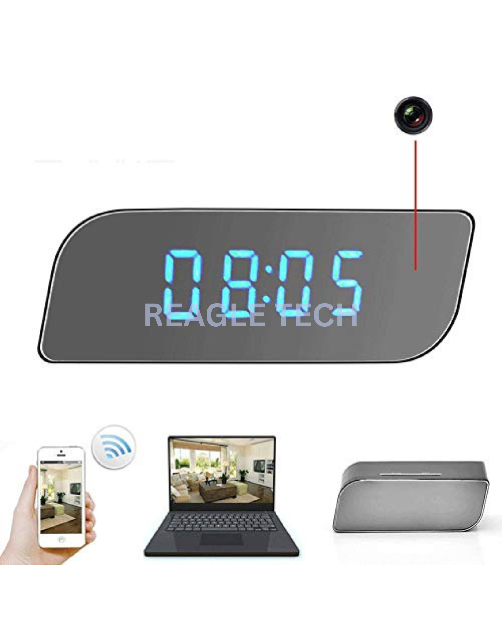 Mini Camera Clock HD 1080P WiFi Smart Mirror Clock with Night Vision Motion Detection IP Clock Support Android/iOS Phone View