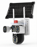 4g sim enebled Tripple Lens Tripple View Solar Chargeable ptz Camera, hd Outdoor & Smart Camera with Voice Monitor, Cloud Storage, 360 Degree Rotate, pir Detection & Smart ir Camera for Parking