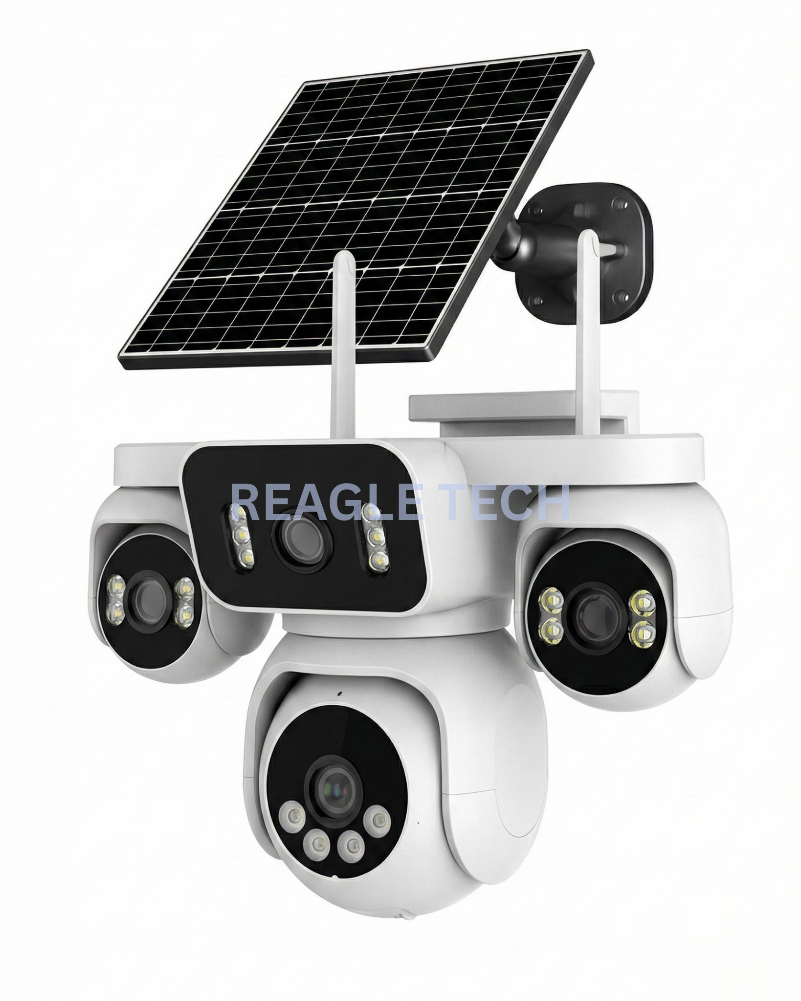 3-Lens AOV Solar PTZ Camera | 4G SIM Enabled Outdoor CCTV IP Camera | Dual Screen View | Humanoid Tracking | Two-Way Audio | Light-Sound Alarm