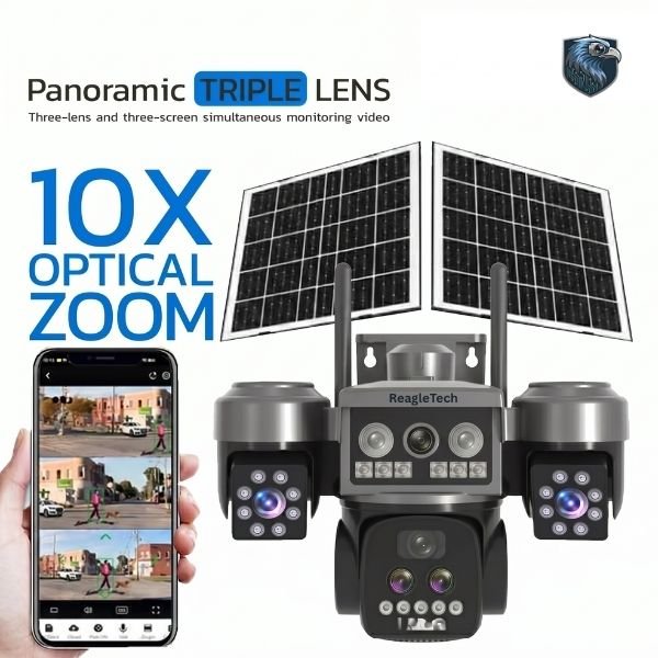 3 lens Motorized 10X Optical Zoom 4G Dual Solar Camera 3 lens Motorized 10X Optical Zoom 4G Dual Solar Camera